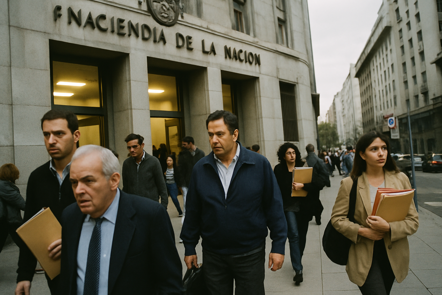 Gente caminando hacia el trabajo en una calle de Buenos Aires