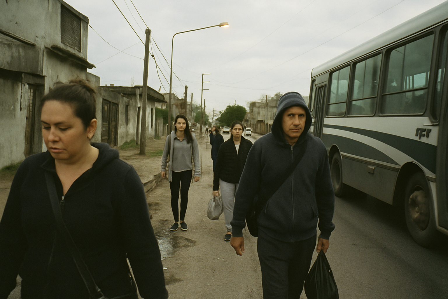Una calle de La Matanza con personas caminando y tiendas cerradas debido a la alta tasa de criminalidad