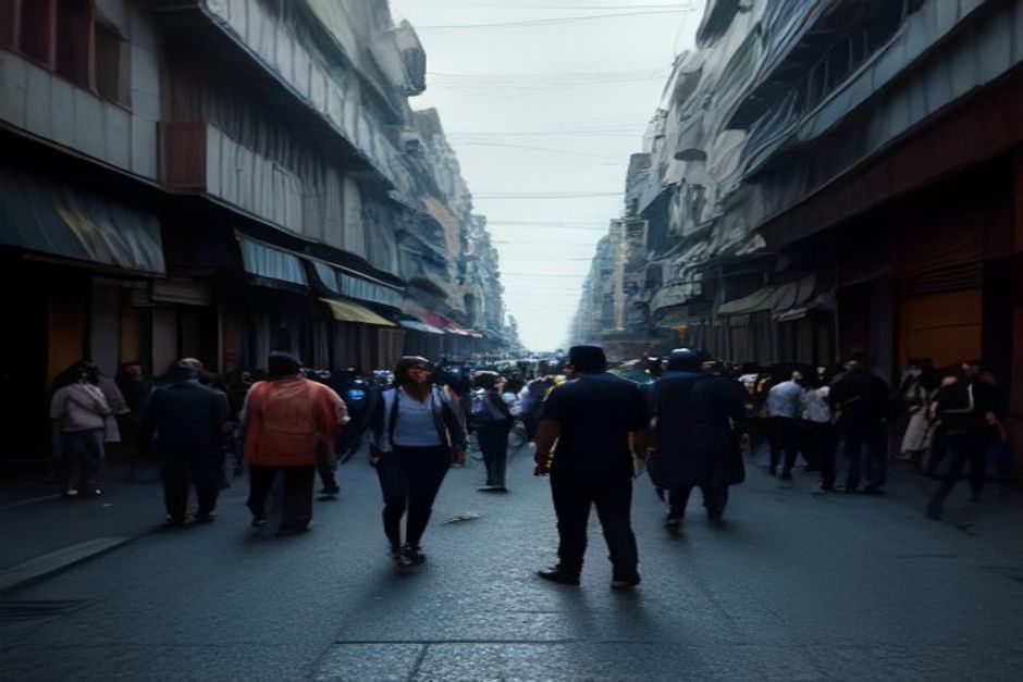 Gente caminando en una calle concurrida de Buenos Aires